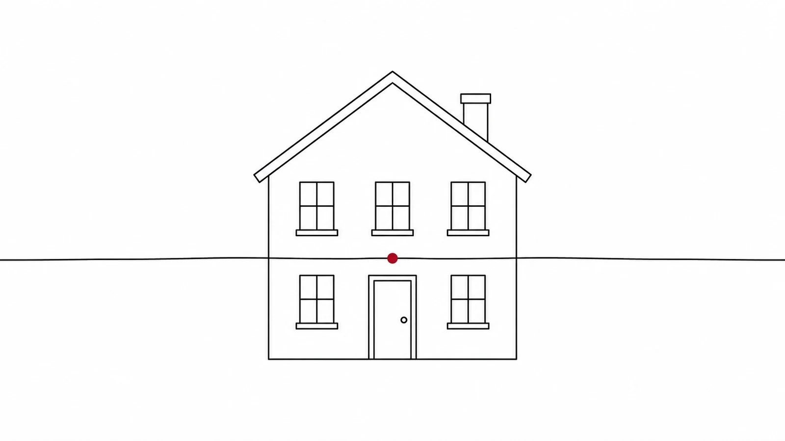 Ilustración line-art de una casa parcialmente sumergida por una línea de suelo que se eleva, simbolizando las cláusulas abusivas en una hipoteca.